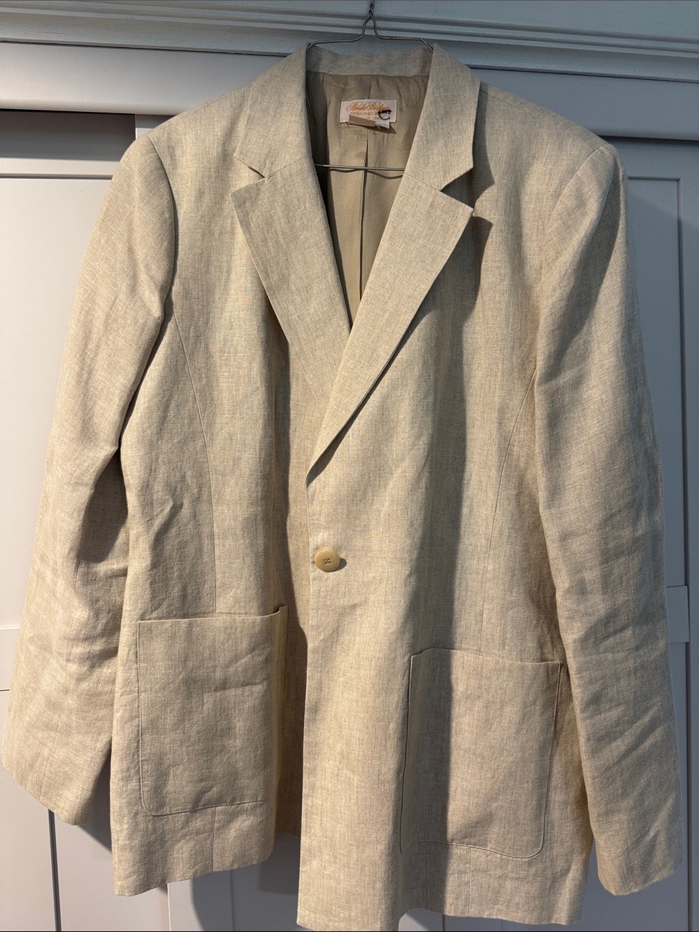 Vintage Light Beige Linen Blazer Brooks Brothers